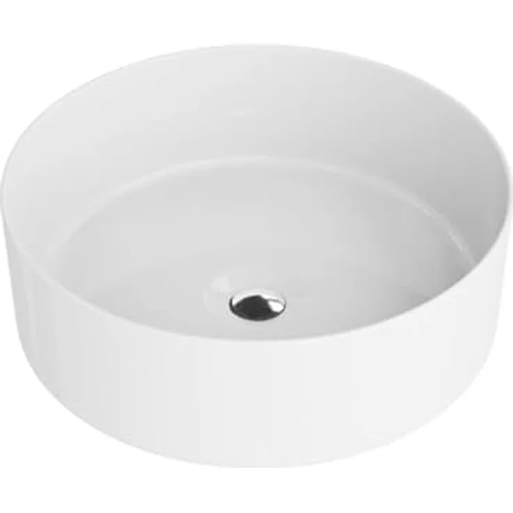 LAVITA Aufsatzwaschtisch Merida Rund, Porzellan, 37x37x12 cm, Weiß Glanz – Bild 1