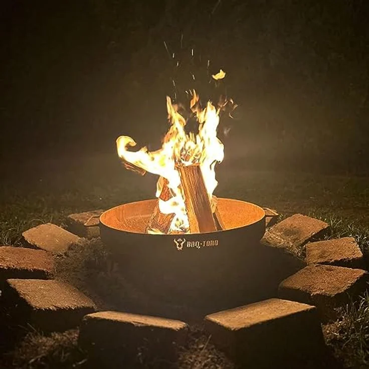 BBQ-Toro Feuerschale Ø 70 cm | Rostoptik | Outdoor Feuerstelle mit DREI Standbeinen und Zwei Griffen | Feuerschalen für den Garten, Brennschale, Garden Fire Pit, Fire Bowl, Feuerwanne – Bild 2