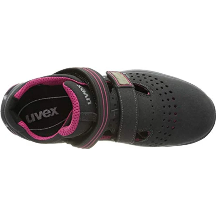 Uvex ladies Sicherheits-Sandale gel. Gr. 39, ESD, S1, doppelter Klettverschluss, grau/pink – Bild 5