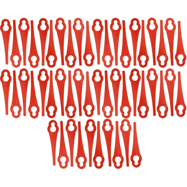 vhbw Rasenmähermesser für Grizzly 91099379, 50er Set Nylon Klingen mit hoher Schneidleistung, rot