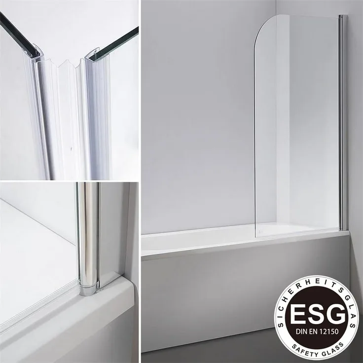 Feel2Home Badewannenaufsatz Duschabtrennung Glas 140x80cm Transparent - Schwenkbar Aufsatz - Preisvergleich