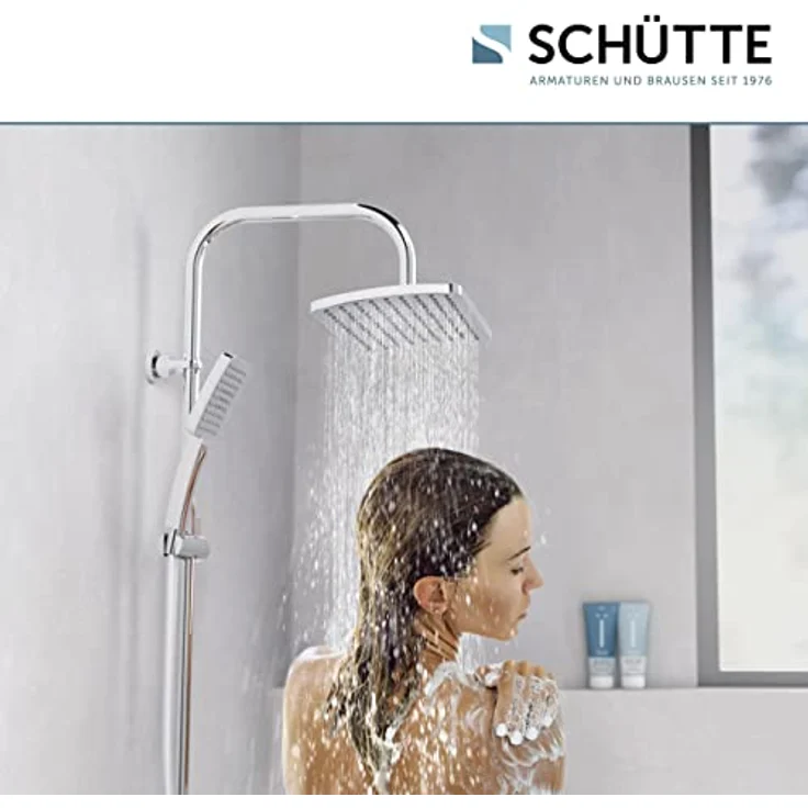 Schütte Duschset MALLORCA Duschsäule mit großer Regendusche, Handbrause mit 3 Strahlarten, Duschsystem ohne Armatur, Chrom – Bild 2