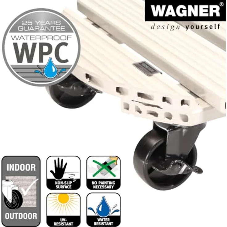Wagner Multi Roller WPC GH0557, Pflanzenroller Ø 385 mm, Tragkraft 150 kg, lichtgrau – Bild 4