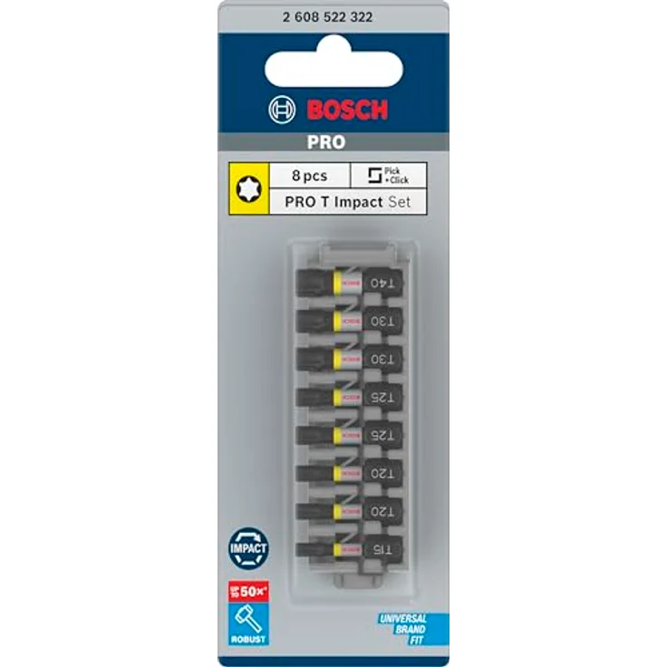Bosch Professional 8tlg. Schrauber Bit Set Torx (Impact Control, T Bits, Länge 25 mm, Pick and Click) – Bild 4