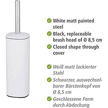 WENKO Stand-WC-Garnitur 'Marla' – WC-Bürstenhalter Aus Stahl In Chrom/Braun, 74 X 22 X 15 Cm