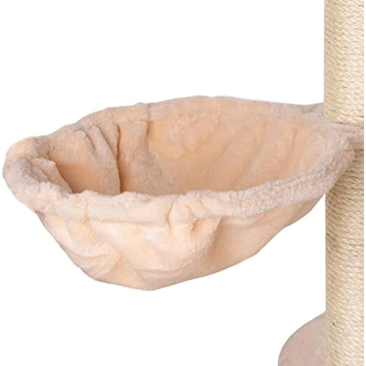 HAPPYPET Großer Kratzbaum deckenhoch XXL 240-260 cm höhenverstellbar - Großer katzenbaum, XXL Kletterbaum für mehrere Katzen, stabile Säulen, Liegemulden, Häuser, mit Zubehör, Beige – Bild 4