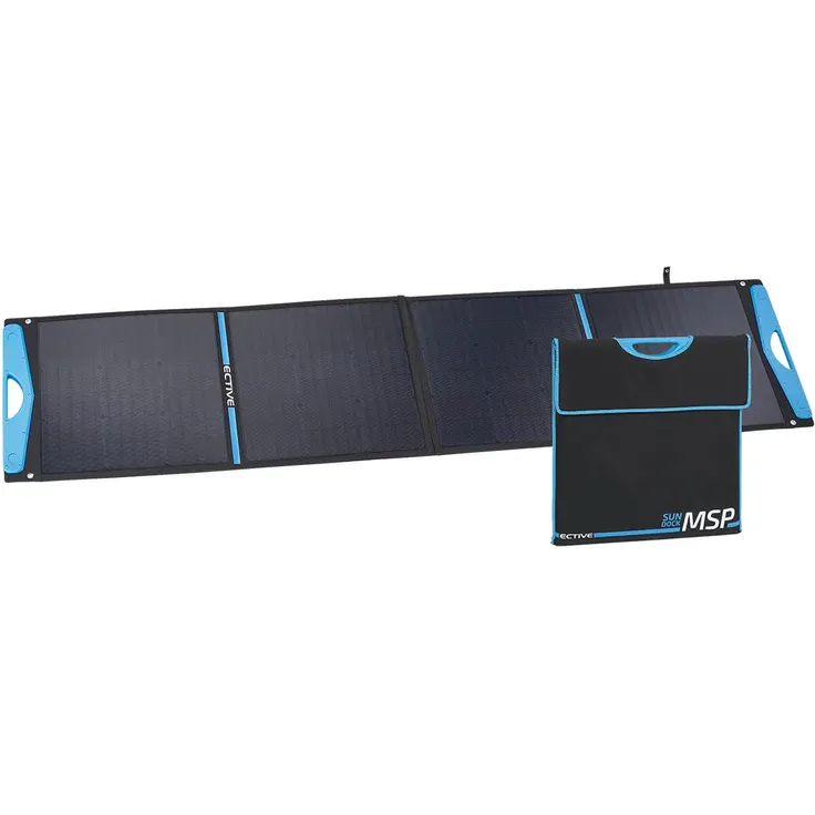 ECTIVE Sun Dock MSP 200 Faltbares 200W Solarmodul mit monokristallinen Solarzellen, USB-Anschlüssen, Tragegriff und flexiblem Aufstellsystem