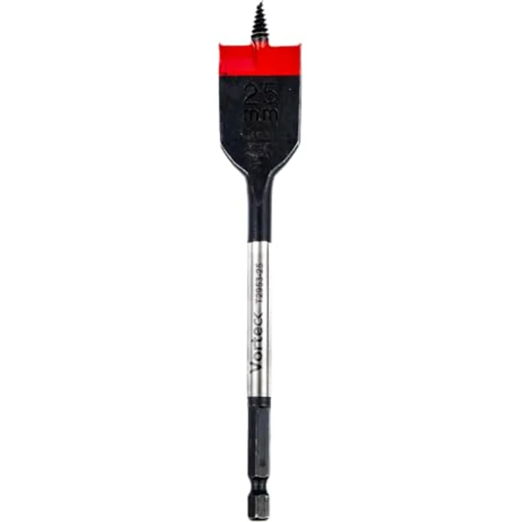 C.K Tools Vorteck Flachfräsbohrer Holzbohrer 25 mm x 152 mm, Selbstziehende Gewindespitze, 1/4 Zoll Hex Quick Lock Schaft, Carbonstahl, schlagschraubergeeignet, CK T2953-25 – Bild 1