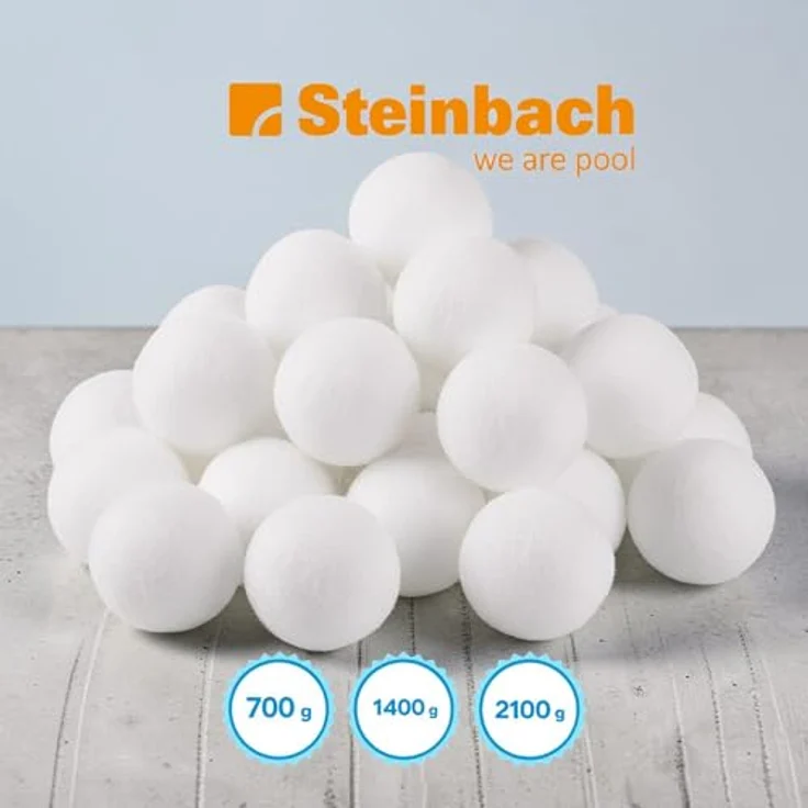 Steinbach Filter Balls 1400 g, Reinigende Filterbälle für Pools, kompatibel mit Sandfilteranlagen, inkl. Filternetz – Bild 2