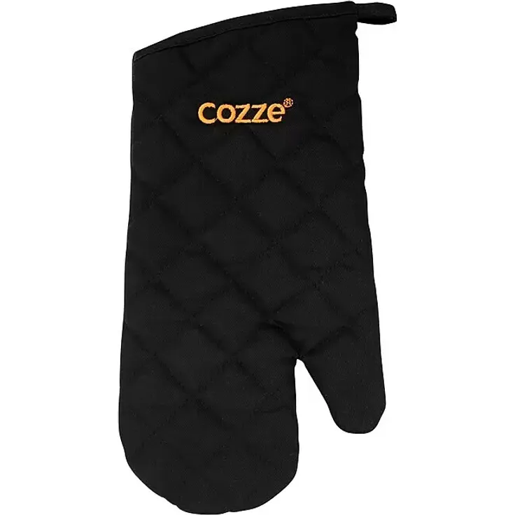 Cozze Grillhandschuh (Schwarz), hitzebeständig mit langer Stulpe aus gesteppter Baumwolle