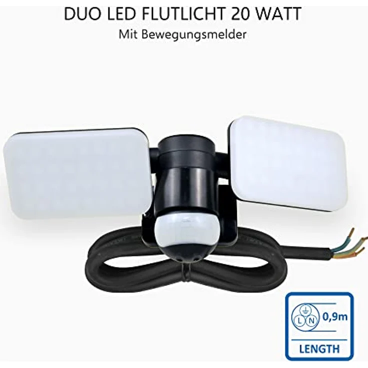 ELRO LF70 Duo-LED-Außenleuchte mit Bewegungssensor – 2 x 10 W – 1200 LM – IP54 Wasserdicht - Schwarz – Bild 2
