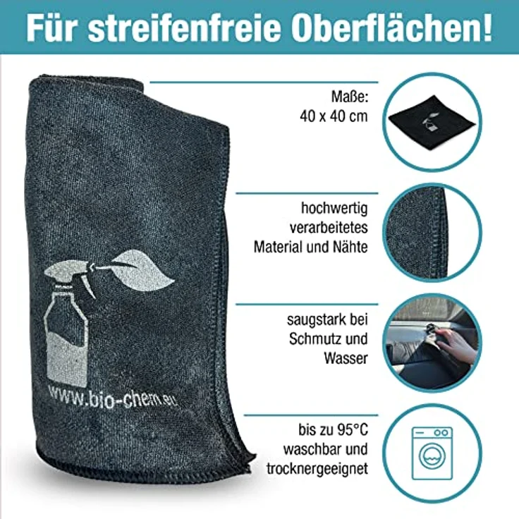 bio-chem Grillreiniger Set 4-teilig: Rauchharz-Entferner 500 ml + Edelstahlpflege 750 ml + Grillbürste + Mikrofasertuch - Zur effizienten Reinigung & Pflege von Grill, Grillrost, Gasgrill, Gusseisen – Bild 4