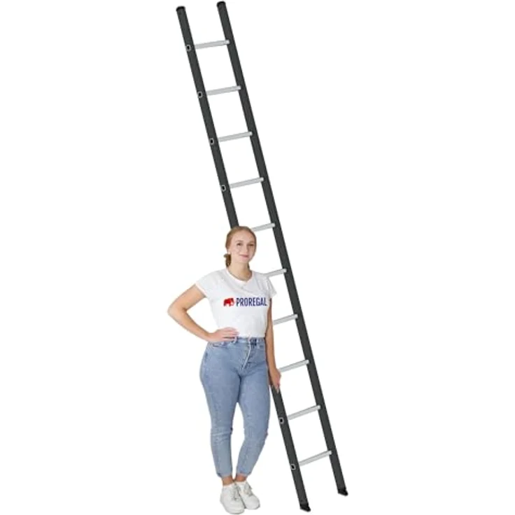 PROREGAL® Anlegeleiter Sprossen-Anlegeleiter, 350 mm breit, Aluminium, max. Belastung 150 kg, Made in Germany – Bild 3