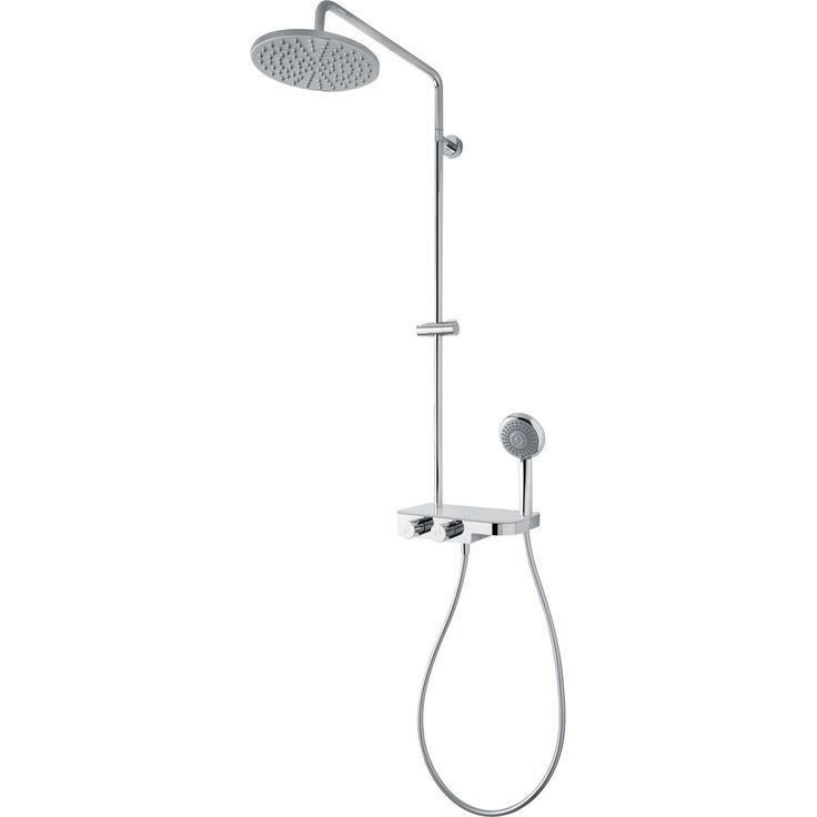Breuer Duschsystem 'Aquamaxx 340', hochglanz verchromt runde Kopfbrause mit Glasablage