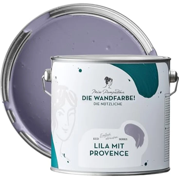 MissPompadour Wandfarbe Lila mit Provence, abwaschbare Wandfarbe mit hoher Deckkraft, 2,5 L, scheuerbeständig und wasserbasiert – Bild 1