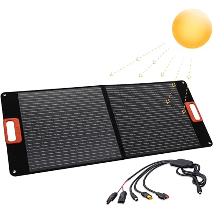 Technaxx TX-206, Solarpanel 100W mit hohem Wirkungsgrad, faltbar, mit Adapterkabel für Powerstations, 4 kg – Bild 1