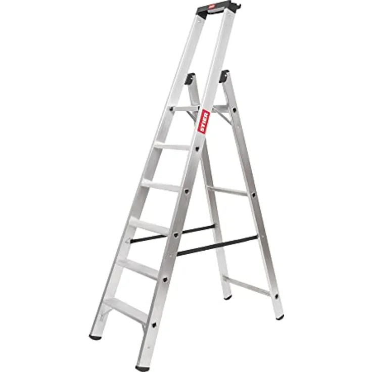 STIER Stufen Stehleiter Premium 6 Stufen einseitig begehbar
