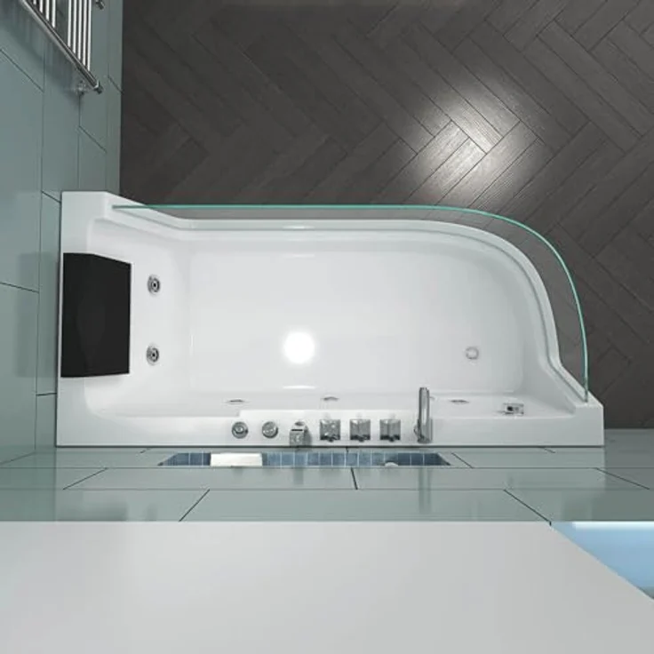 HOME DELUXE Badewanne Whirlpool CARICA, 170 x 80 cm, mit 4 einstellbaren Düsen und LED-Farblichttherapie, strahlendes Weiß – Bild 5