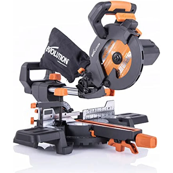 Evolution Power Tools R185SMS+ 185mm Gehrungssäge mit Laserführung, 45° Fase, 50° Gehrung, inkl. Universalblatt – Bild 1