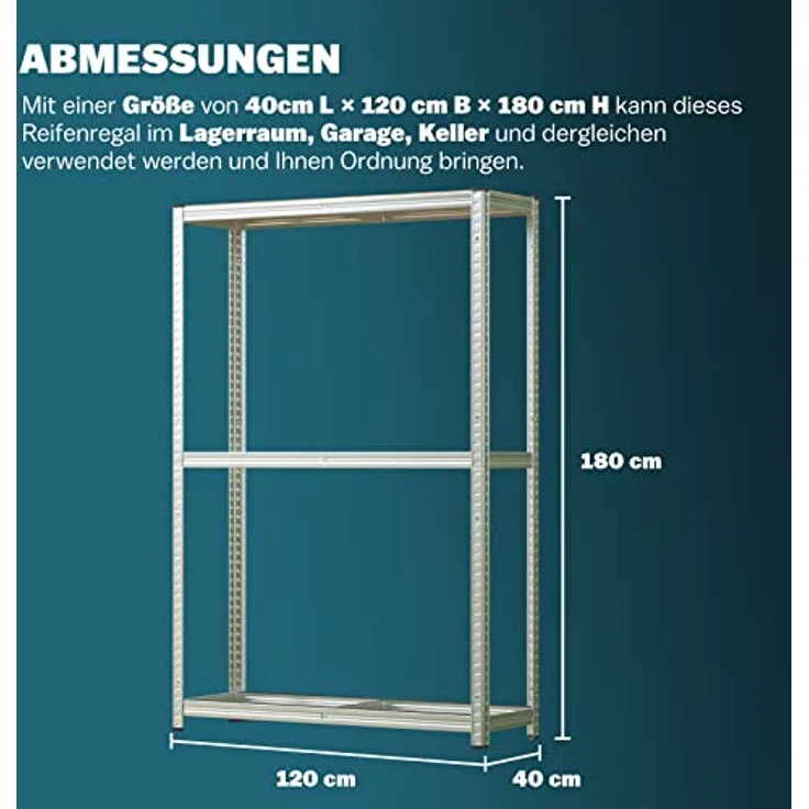 Deuba Reifenregal 8 Reifen 795 kg 180x120x40cm inkl. Gummischutz höhenverstellbar MDF Ablage Lagerregal Schwerlastregal – Bild 5