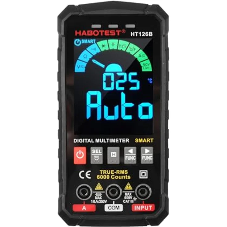 Habotest HT126A, Digitales Universalmultimeter mit großem Display, LED-Taschenlampe und Silikontasten – Bild 5