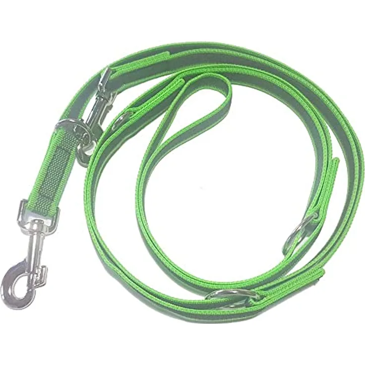 Hundeleine Nylon Anti-Slip rutschfest, 2,80 m lang, 4-Fach verstellbar, Multileine, für mittelgroße und große Hunde, in Mehreren Farben lieferbar, (2,80 m, grün) Made IN Germany