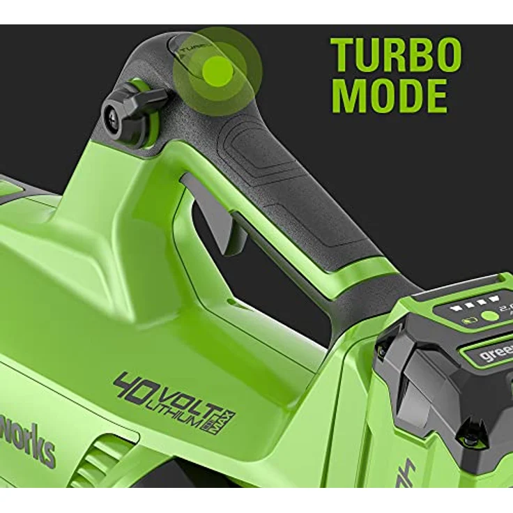 Greenworks G-Max Accu Bladblazer 40 V, akkubetriebener Laubsauger und -bläser mit bürstenloser Motorentechnologie, 2 Ah Akkus und Ladegerät, 2,2 kg, variable Geschwindigkeitsregelung – Bild 3