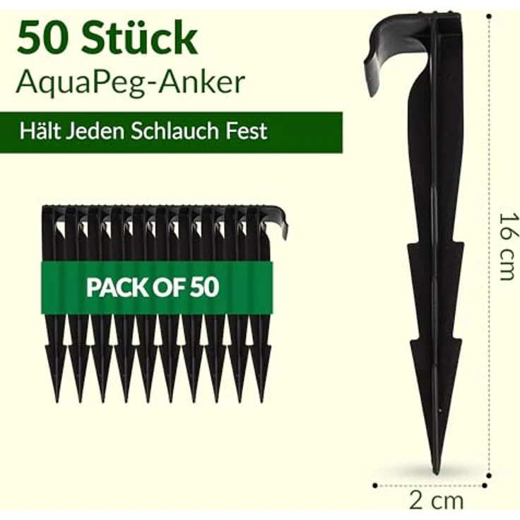 GARDENIX AquaPEG Beckenkraft 50 Stück, Polypropylen (PP) Gartenschlauch Anker, UV-beständig, stabil und bruchfest, für Tropfschlauch und Perlschlauch – Bild 2