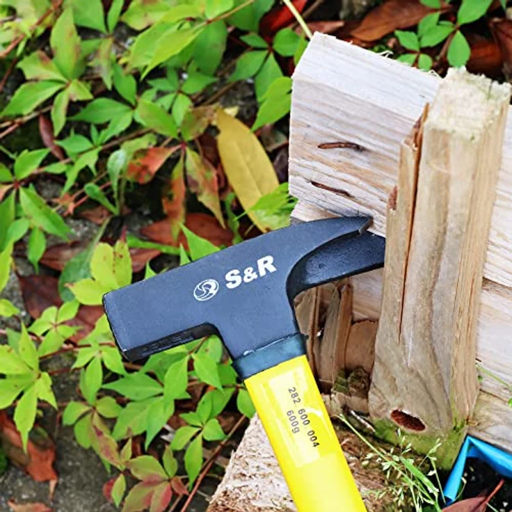 S&R Latthammer 600 g, Zimmermannshammer mit Fiberglasstiel, magnetischem Nagelhalter und rutschfestem Griff – Bild 5