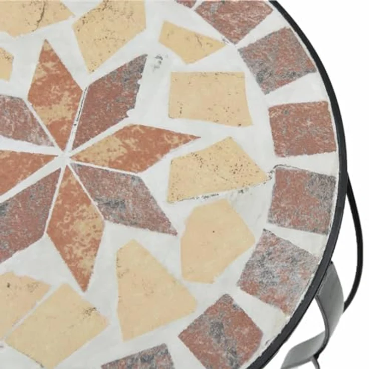 vidaXL Blumenständer 3 Stk. Terrakottarot und Weiß Keramik, Mosaik-Design, pulverbeschichtetes Eisen – Bild 6