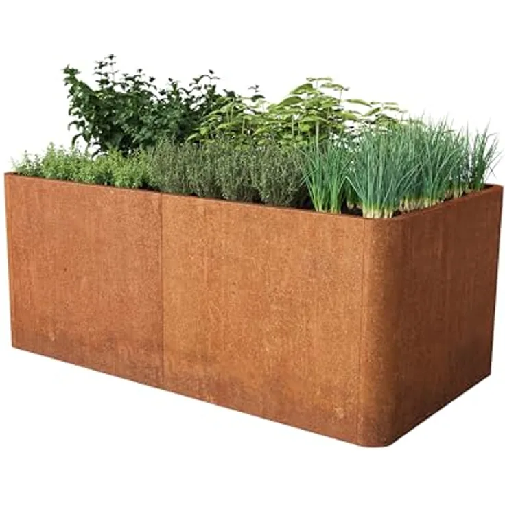 GFP PRIMEYARD Cortenstahl Hochbeet Mario 146x80x80 cm, Wetterfest & langlebig, Rost-Optik