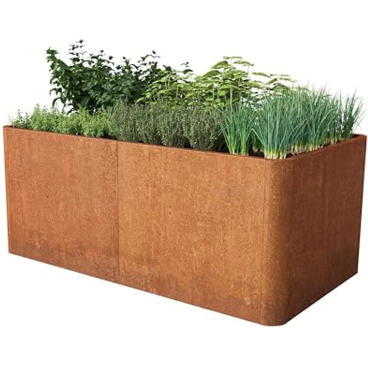 GFP PRIMEYARD Cortenstahl Hochbeet Mario 146x80x80 cm, Wetterfest & langlebig, Rost-Optik – Bild 1