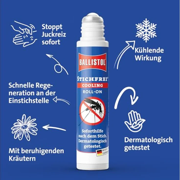 Ballistol Stichfrei Cooling Roll-On 10ml, Insektenstichheiler mit natürlicher Pflege und sofortiger Kühlung für empfindliche Haut – Bild 7