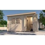 Weka Gartenhaus 254, BxT: 390x296 cm, Massivholz, Flachdach, Glas-Lichtausschnitte, Sprossen, Profilzylinderschloss