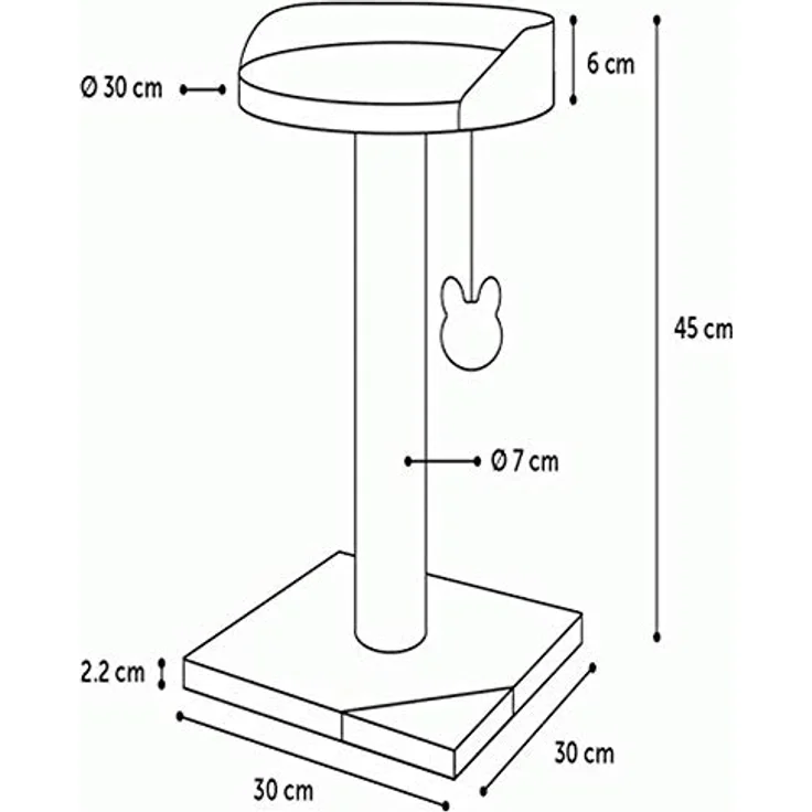 Flamingo Kratzbaum Robert, 45 cm – kompakter Spiel- & Kratzbaum für kleine Katzen, Grau/Dunkelgrau mit Sisalsäulen und Plüschoberfläche – Bild 3
