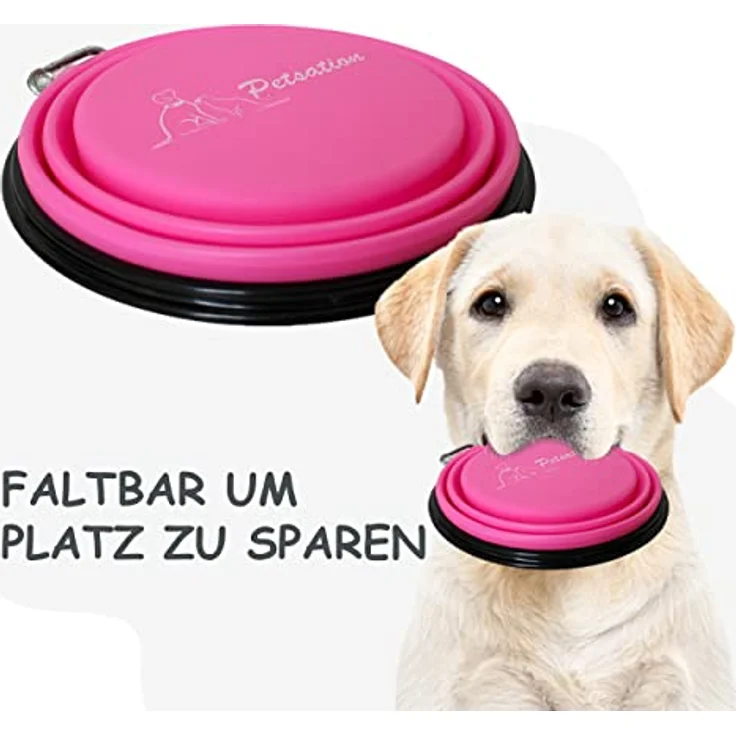PETSATION – Hundenapf faltbar für unterwegs [Das Original] Futternapf Hund ideal für den Alltag – 1000 ml Wassernapf – Trinknapf für den Hund - Reisenapf, Fressnapf, Napf (1000ml, Rosa) – Bild 3
