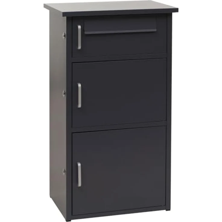 PROREGAL Paketkasten Dunkelgrau, Stahl mit 3 Fächern, HxBxT 89x49x38cm, wetterfest und sicher mit Verriegelungssystem – Bild 7