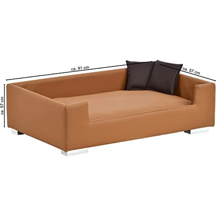 Rohrschneider® Hundesofa Candy | Hundebett Couch für ultimativen Komfort | Hunde Kissen mit Rand ideal als Hunde Reisebett | Hundkorb und Hundebett kleine Hunde (Nougat) – Bild 4