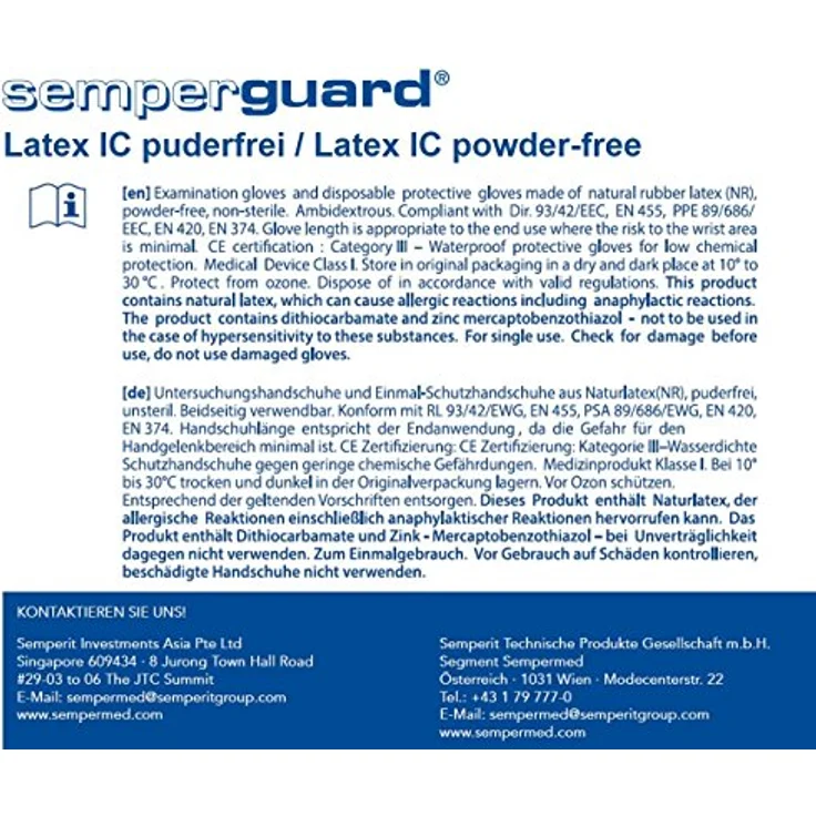 Semperguard 813780049/3000001293 Latex IC Einmalschutz und Untersuchungshandschuh aus Naturlatex, puderfrei, Größe XL, 9-10, Naturweiß (90 er-Pack) – Bild 4