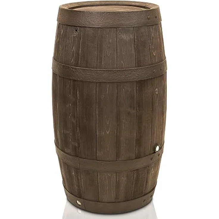 YourCasa Regentonne 250 Liter [Timber] mit Metallgewinde und Deckel - Regenfass Frostsicher, Kunststoff in Holzoptik - Holzoptik Regenwassertonne - 250L Garten Wassertank – Bild 1