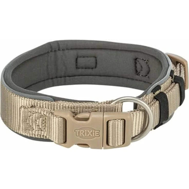 TRIXIE Premium Halsband, extra breit, M-L, gepolstert mit Neopren, Sand/Graphit – Bild 2