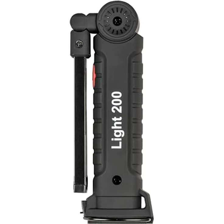 Testboy Light 200, LED-Arbeitsleuchte mit wiederaufladbarem Li-Ion-Akku, schwenkbar bis 270°, 2 Intensitätsstufen, inkl. Magnet & Haltehaken, Schwarz – Bild 3