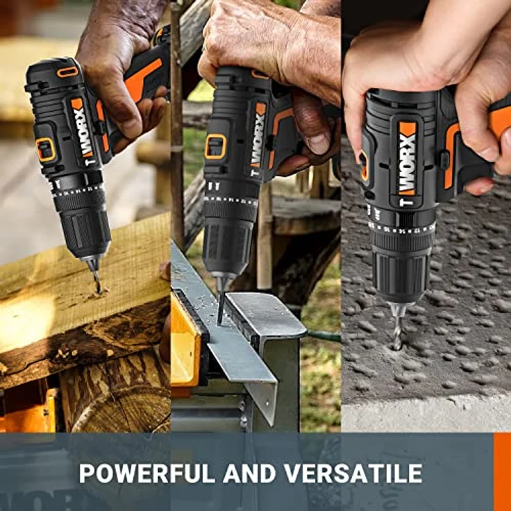Worx Akku-Schlagbohrschrauber WX370, 20V, max. 1600 U/min, 2-Gang-Getriebe, Bohrstufe + Schlagfunktion, inkl. 2 Akkus & Ladegerät – Bild 3