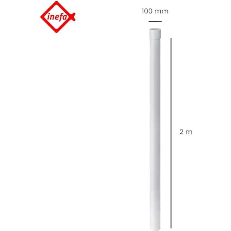 INEFA Fallrohr PVC 200cm DN 100 Weiß, Witterungsbeständig mit Steckmuffe zur Regenwasserableitung – Bild 2