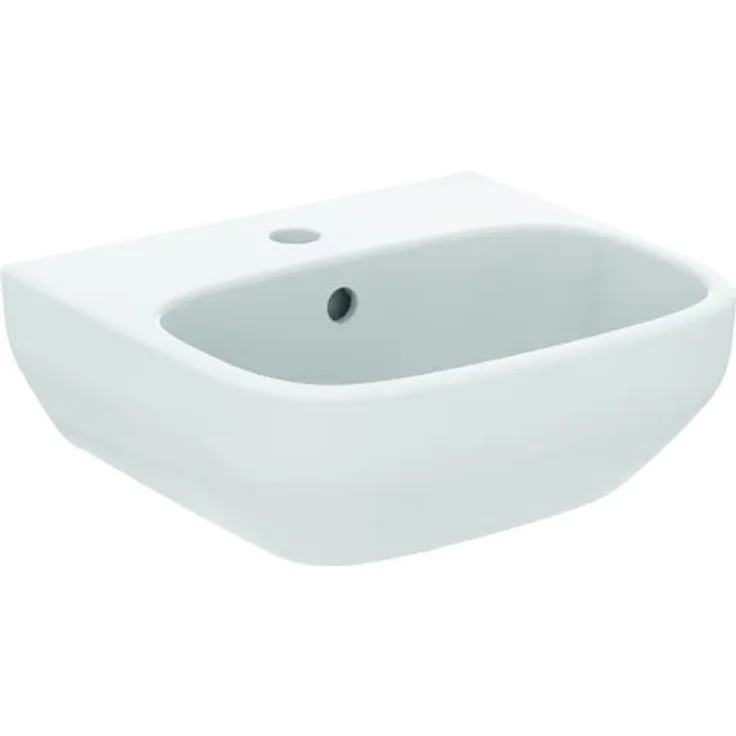 Ideal Standard Handwaschbecken i.life A 40x36 cm, 1 Hahnloch mit Überlauf, Alpinweiß, Kristallporzellan