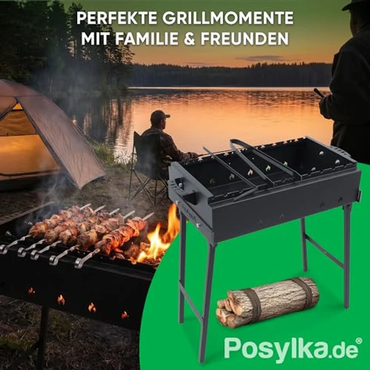 Davr Metall Mangal - Grillmeister, klappbar, 2 mm Stahl, 60 cm, schwarz, für 9 Spieße – Bild 9