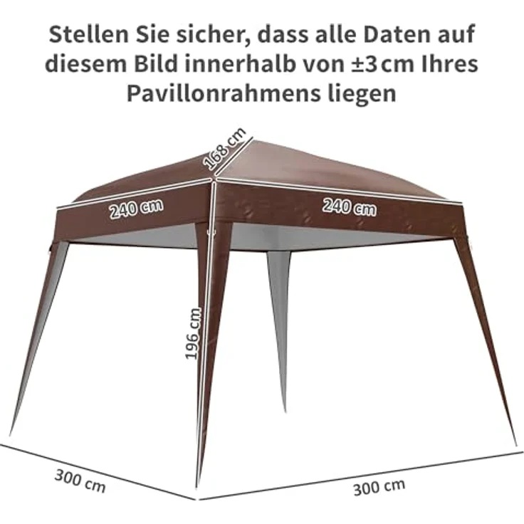 Outsunny Pavillon-Ersatzdach, wasserabweisend, stabil, winterfest, sturmfest, 300 x 300 cm, UPF50+, Farbe Kaffee – Bild 2