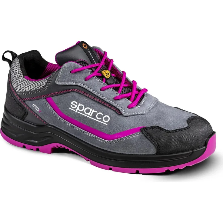 Sparco Indy Danica ESD S1PS Sicherheitsschuh, Grau/Fuchsia, Atmungsaktiv, Rutschfest, Größe 39