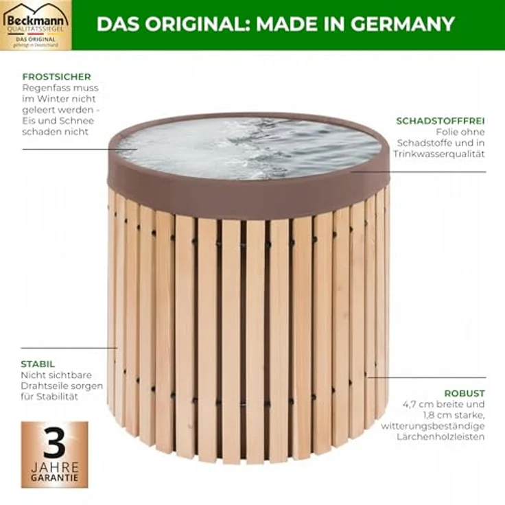 Ing. G. Beckmann FL42 KG Regenfass, natur, 82 x 82 x 88 cm, 420 L – Bild 3