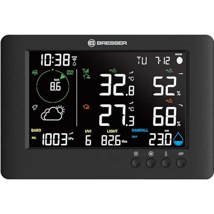 Bresser WLAN-Funk-Wetterstation TB 7-in-1, Wetterdatenanzeige mit Außensensor, schwarz – Bild 5